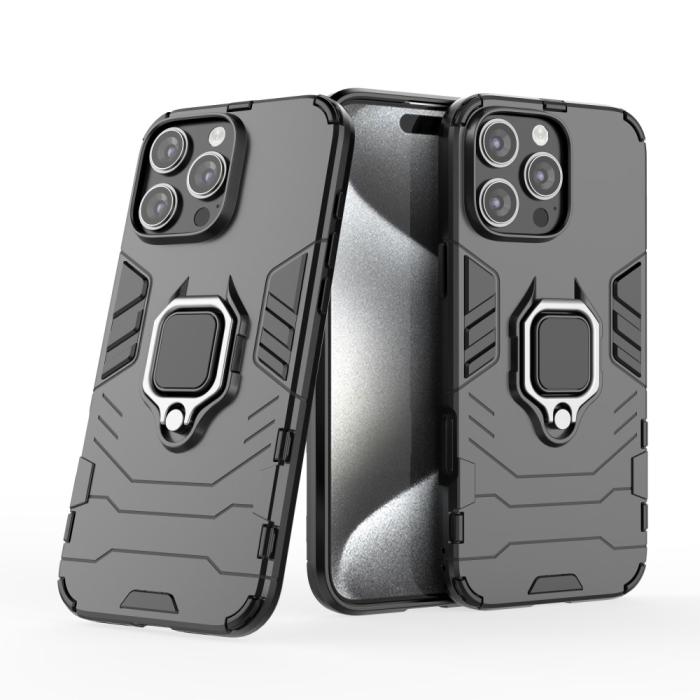 Bild 2, iPhone 16 Pro Max Skal Hybrid Armor Ring Svart