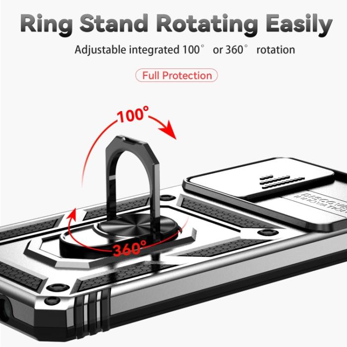 Bild 4, Motorola Moto G52/G82 Skal CamShield Ring Armor Silver