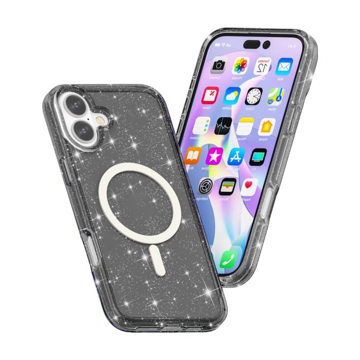 Bild 3, iPhone 17 Skal MagSafe Hybrid Glitter Svart