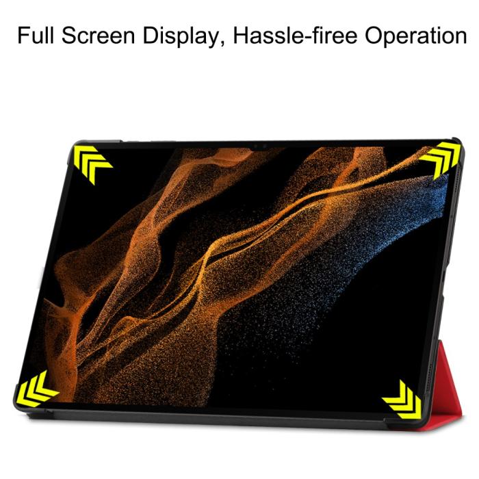 Bild 3, Samsung Galaxy Tab S9 Ultra Fodral Tri-Fold Läder Röd