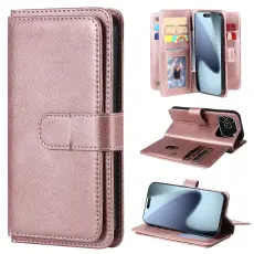 iPhone 17 Pro Fodral Multifunktionellt L&auml;der Ros&eacute;guld