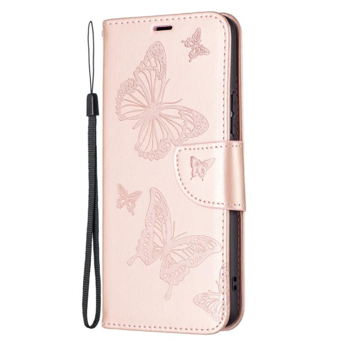 Bild 2, Samsung Galaxy A53 5G Fodral Tryckta Fjärilar Roséguld