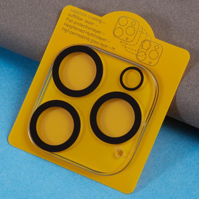 Bild 5, iPhone 16 Pro Max/16 Pro Linsskydd Härdat Glas Black Rings