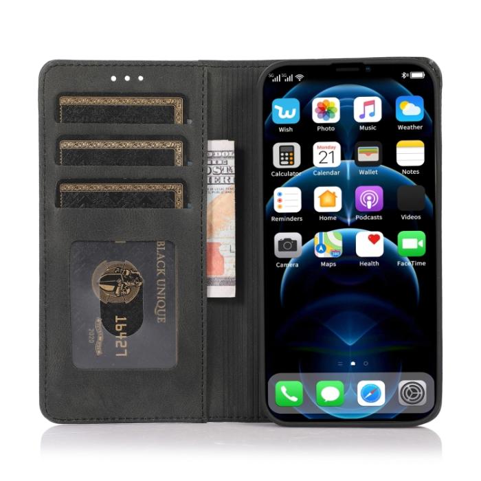 Bild 4, iPhone 14 Plus Fodral Flip Läder Svart