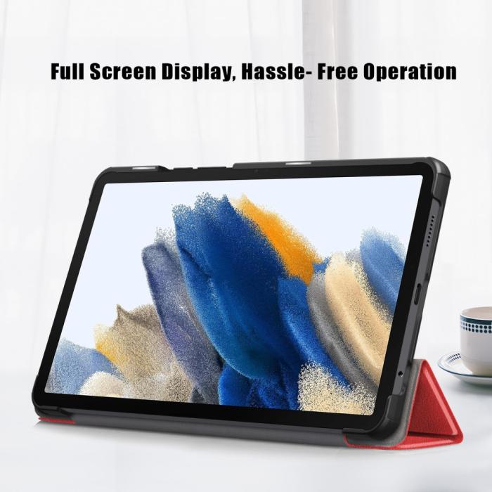 Bild 4, Samsung Galaxy Tab A9 Fodral Tri-Fold PU Läder Röd