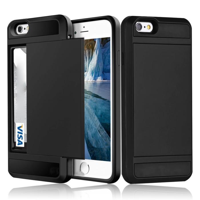 Bild 1, iPhone 6/6s Skal Hybrid Kortfack - Svart