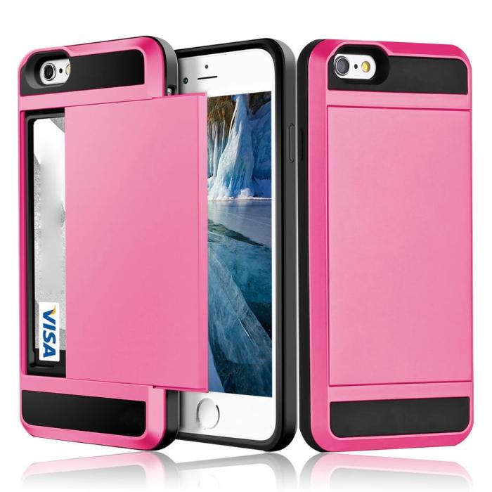 Bild 1, iPhone 6/6s Skal Hybrid Kortfack - Rosa