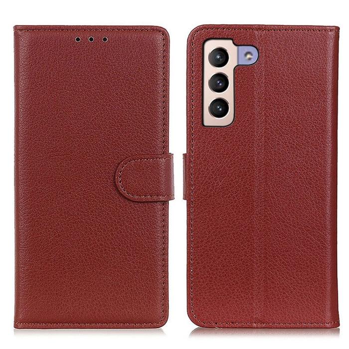 Bild 1, Samsung Galaxy S23 Plus Fodral Litchi Läder Brun