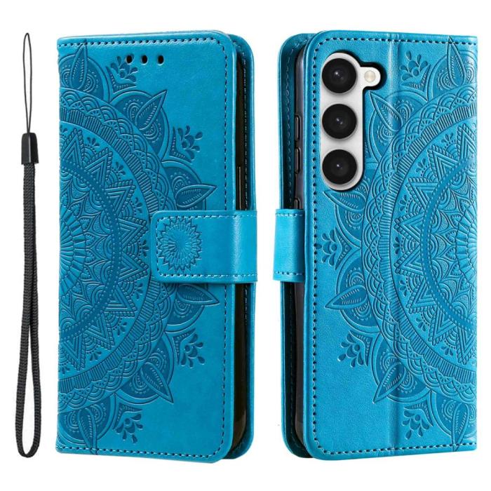 Bild 1, Samsung Galaxy S23 Plus Fodral Mandala Läder Blå