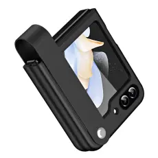 Galaxy Z Flip 6 / 7 FE Skal Med Finger Strap Läder Svart