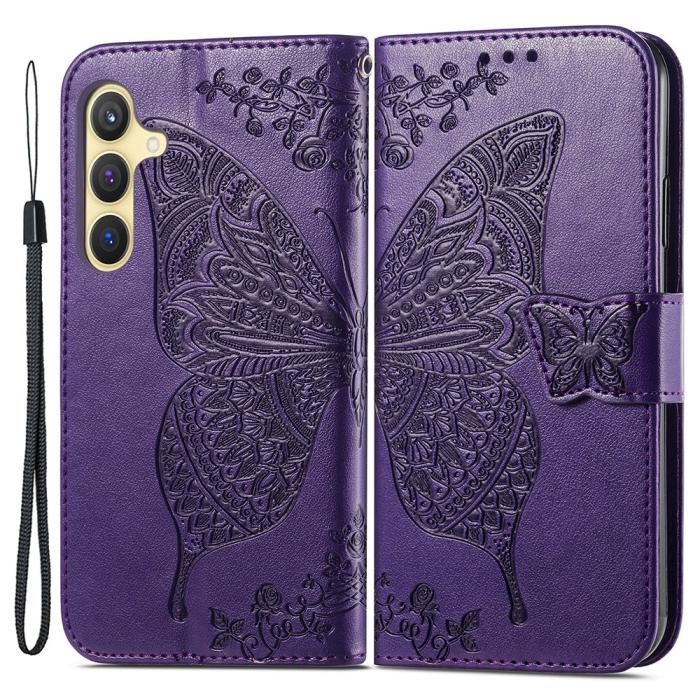 Bild 1, Samsung Galaxy S24 Plus Fodral Big Butterfly Mörk Lila
