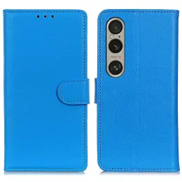 Sony Xperia 1 VI Litchi Läder Fodral Blå