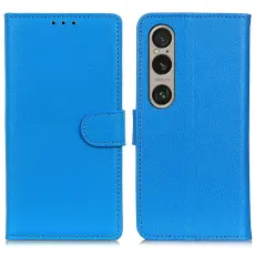 Sony Xperia 1 VI Litchi Läder Fodral Blå