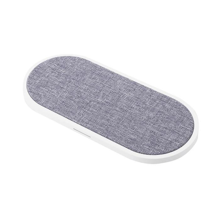 Bild 3, GEAR Trådlös Dual Qi Laddare USB-C 2x10W Vit med Grå Textil
