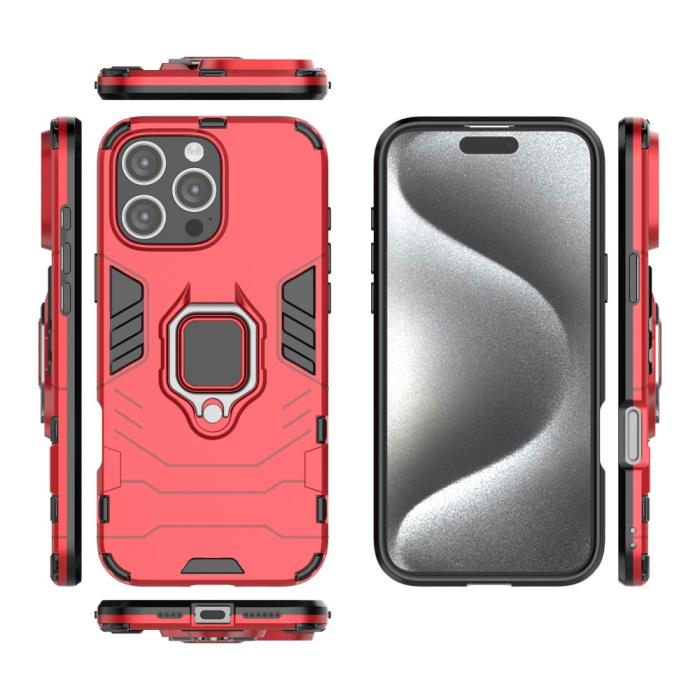 Bild 5, iPhone 16 Pro Max Skal Hybrid Armor Ring Röd