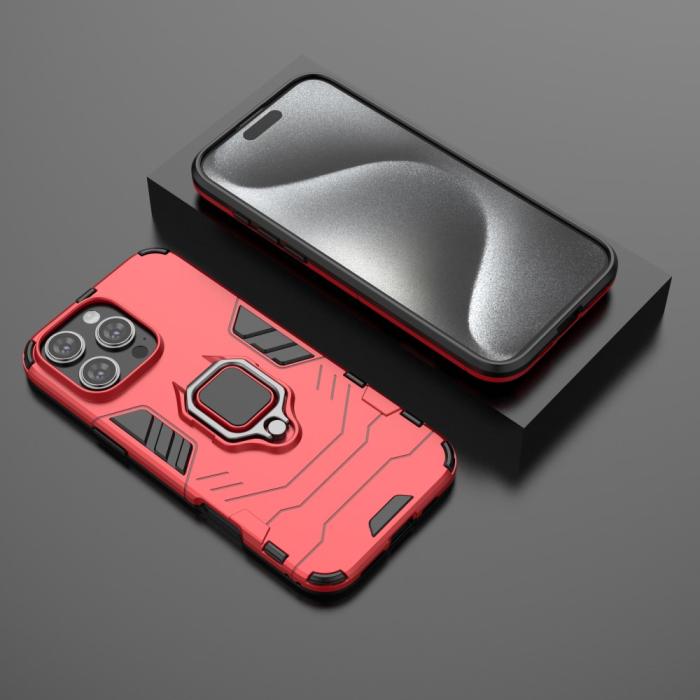 Bild 6, iPhone 16 Pro Max Skal Hybrid Armor Ring Röd