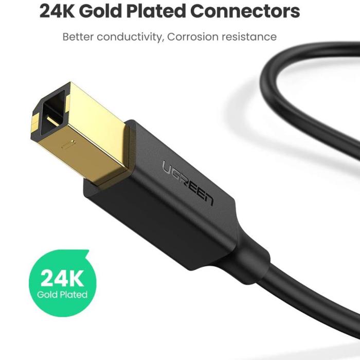 Bild 3, UGREEN 2m USB-A - USB-B 2.0 Kabel Svart