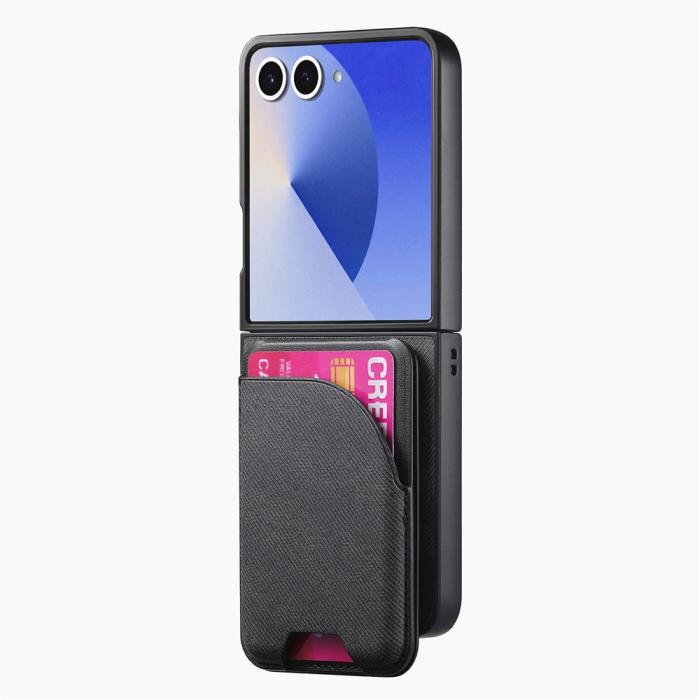 Bild 2, Galaxy Z Flip 7 Skal Inkl. Avtagbart Kortfack Läder Svart