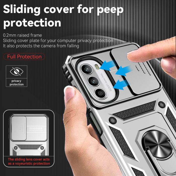 Bild 5, Motorola Moto G52/G82 Skal CamShield Ring Armor Silver