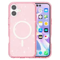 iPhone 17 Skal MagSafe Hybrid Glitter Rosa