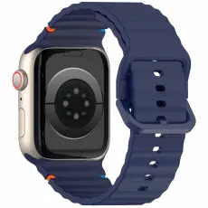 Apple Watch 42/44/45/46/49 mm Armband Silikon Wave Bl&aring;