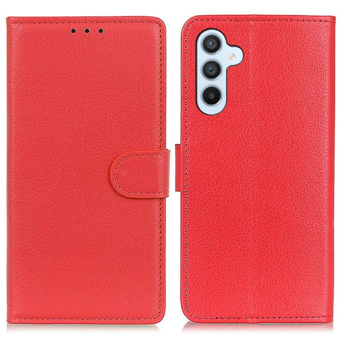 Bild 1, Samsung Galaxy S24 FE Fodral Litchi Läder Röd