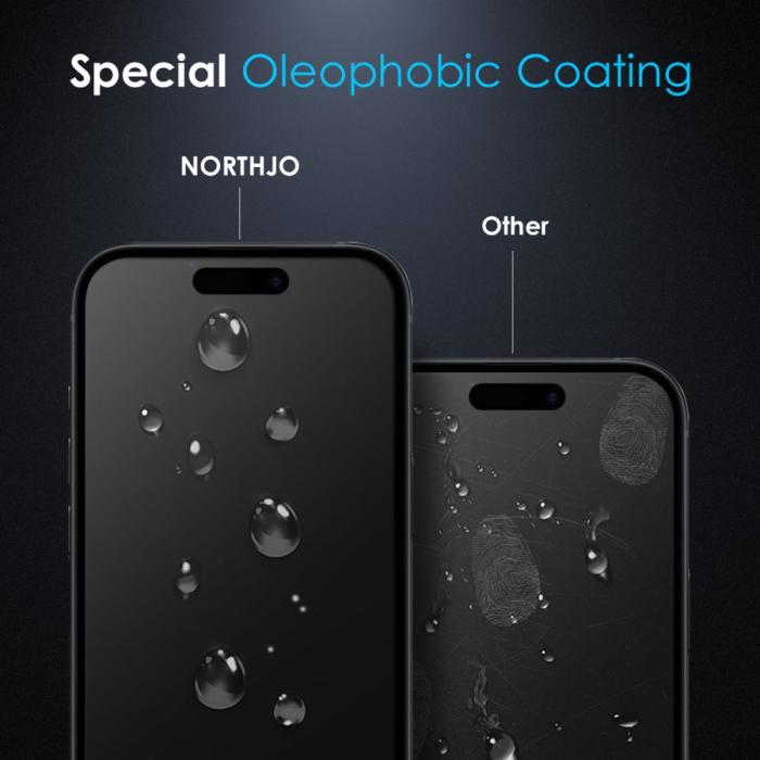 Bild 4, NORTHJO iPhone 16 Skärmskydd Härdat Glas Privacy