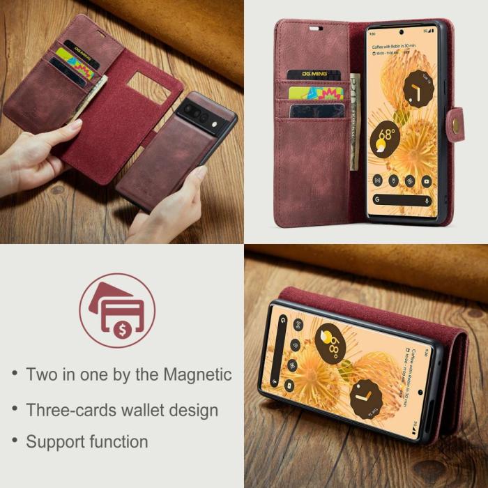 Bild 6, DG.MING Google Pixel 7 Pro 2in1 Magnet Fodral / Skal Röd