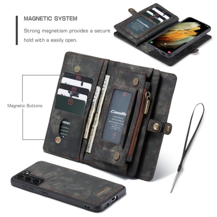 Bild 3, Samsung Galaxy S21 Plus - CASEME 2-i-1 Multifunktionellt Plånboksfodral - Svart
