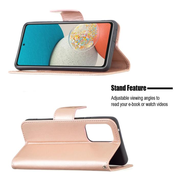 Bild 4, Samsung Galaxy A53 5G Fodral Tryckta Fjärilar Roséguld