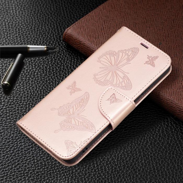 Bild 6, Samsung Galaxy A53 5G Fodral Tryckta Fjärilar Roséguld