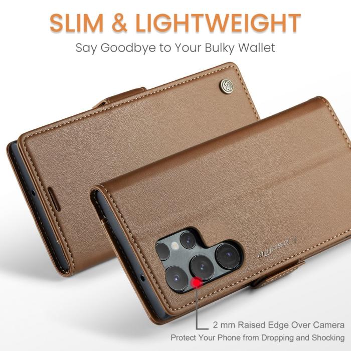 Bild 4, CASEME Galaxy S24 Ultra Fodral Slim Litchi Läder Brun