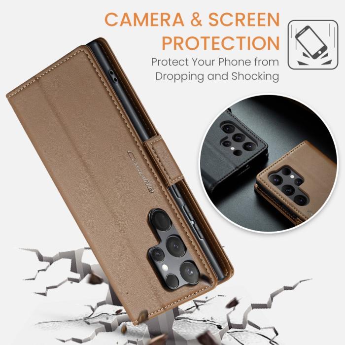 Bild 6, CASEME Galaxy S24 Ultra Fodral Slim Litchi Läder Brun