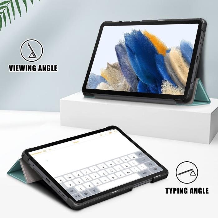 Bild 3, Samsung Galaxy Tab A9 Fodral Tri-Fold PU Läder Svartgrön