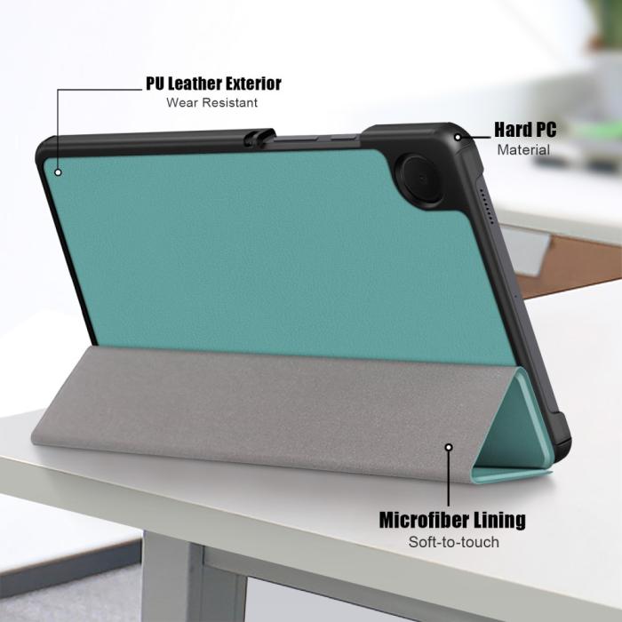 Bild 5, Samsung Galaxy Tab A9 Fodral Tri-Fold PU Läder Svartgrön