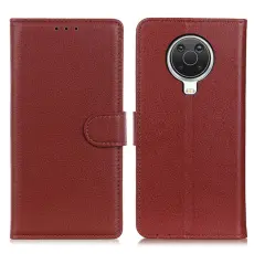Nokia G10 / G20 Fodral Litchi L&auml;der Brun