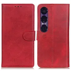 Sony Xperia 1 VII Fodral L&auml;der R&ouml;d