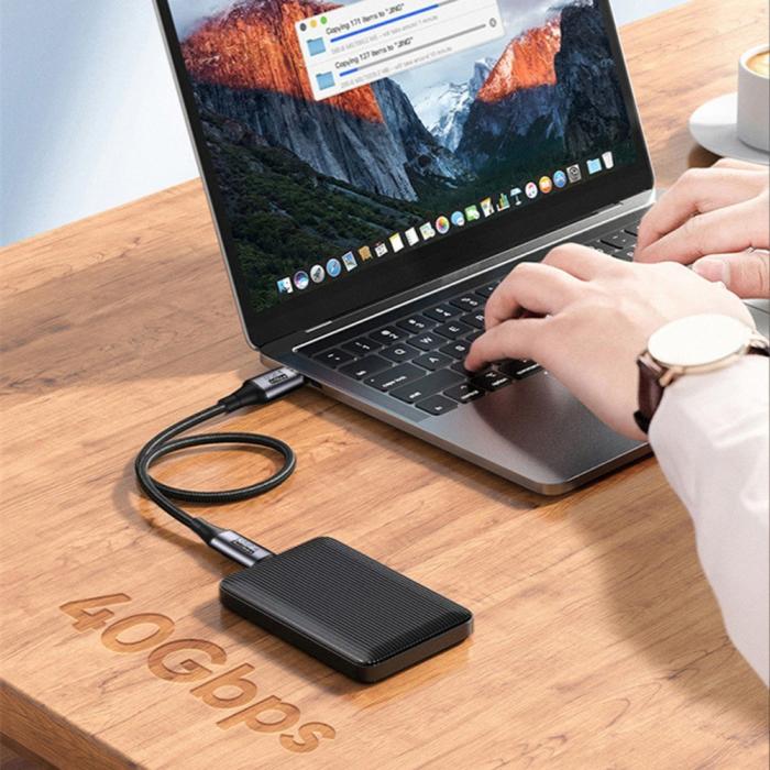 Bild 3, 1.2m 100W Thunderbolt 3/4 Kabel USB-C - USB-C 8K/60Hz Svart