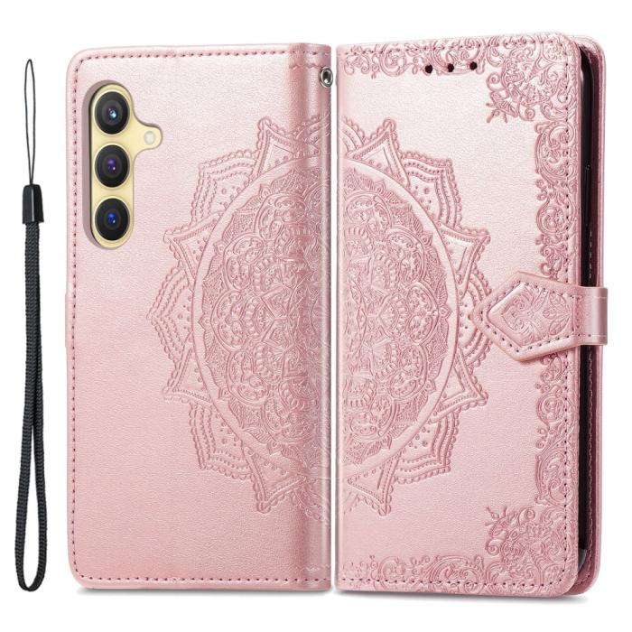 Bild 1, Samsung Galaxy S24 Fodral Mandala Tryck Roséguld