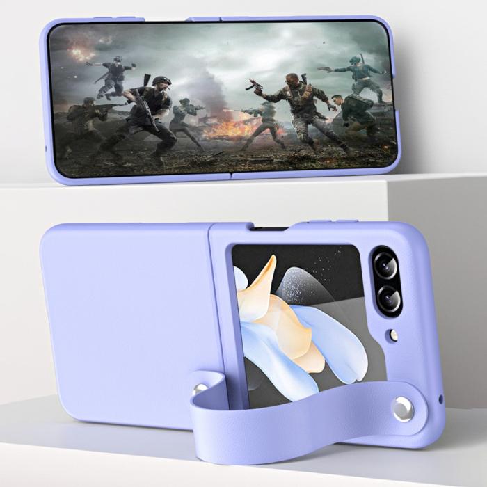 Bild 2, Galaxy Z Flip 6 / 7 FE Skal Med Finger Strap Läder Svart