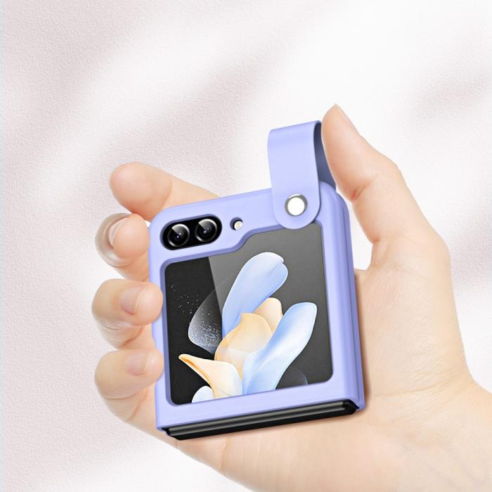 Bild 5, Galaxy Z Flip 6 / 7 FE Skal Med Finger Strap Läder Svart