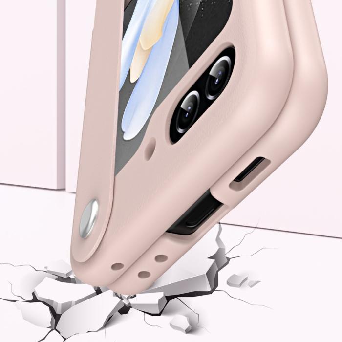 Bild 6, Galaxy Z Flip 6 / 7 FE Skal Med Finger Strap Läder Svart