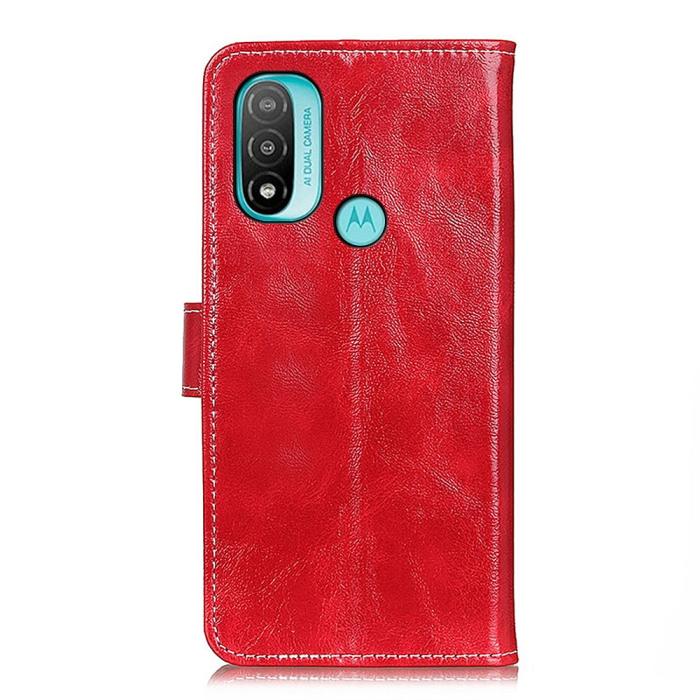 Bild 3, Motorola Moto E20 / E40 Fodral Retro Läder Röd