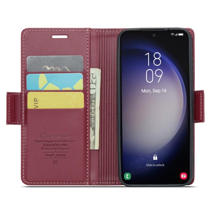 Bild 2, CASEME Galaxy S24 Plus Fodral RFID Läder Vinröd