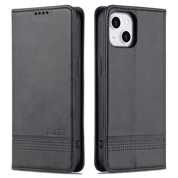 Bild 2, AZNS iPhone 14 Fodral Flip Läder Svart