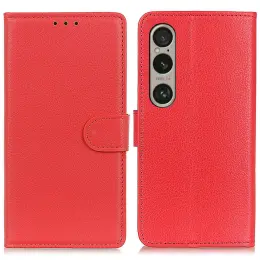 Sony Xperia 1 VI Litchi Läder Fodral Röd