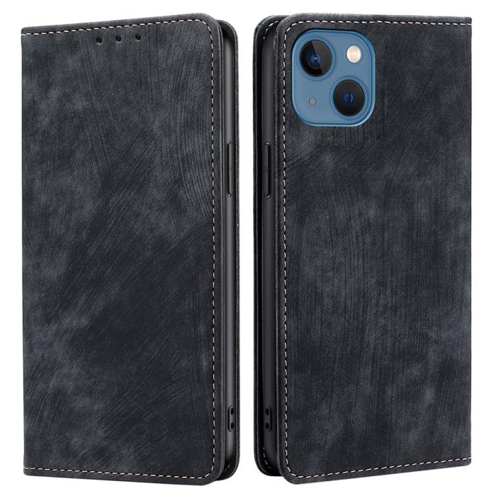 Bild 1, iPhone 15 Plus Fodral RFID Flip Retro Svart