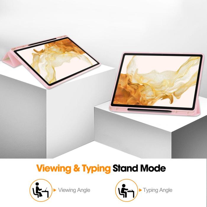 Bild 3, Samsung Galaxy Tab S9 Plus Fodral Tri-Fold Pennhållare Rosa