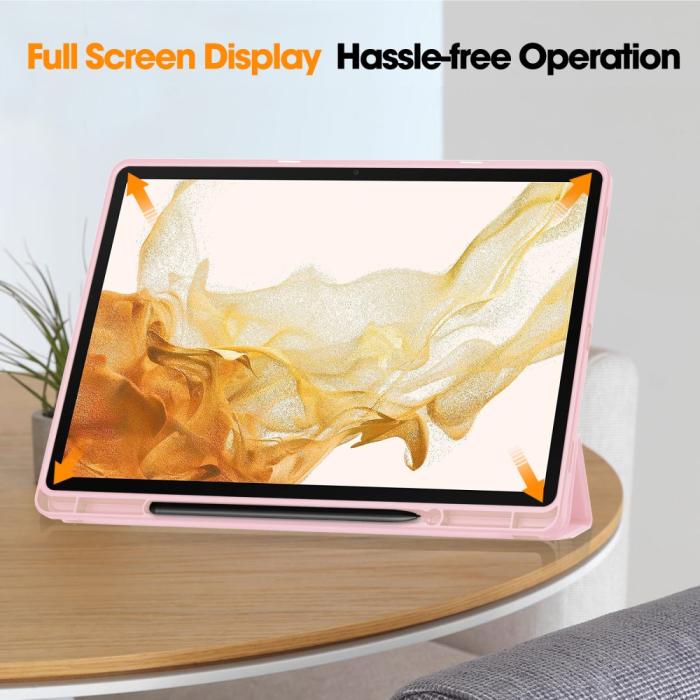 Bild 4, Samsung Galaxy Tab S9 Plus Fodral Tri-Fold Pennhållare Rosa