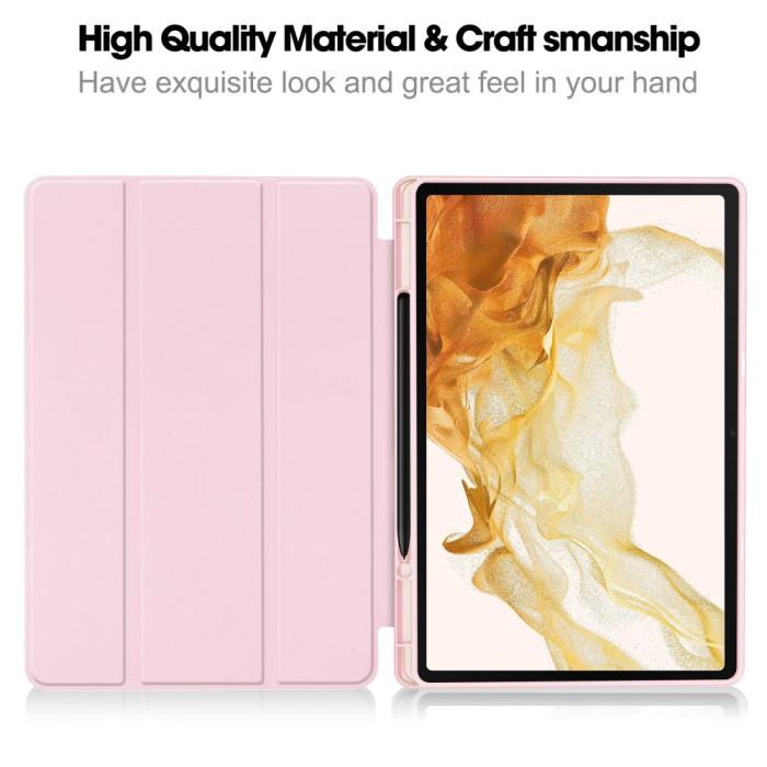 Bild 5, Samsung Galaxy Tab S9 Plus Fodral Tri-Fold Pennhållare Rosa